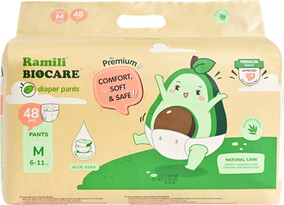 Подгузники-трусики детские Ramili Biocare Medium / MP48 (M, 48шт) - 