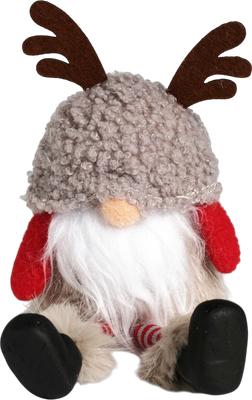 

Фигура новогодняя, Гном в серой барашковой шапке с рожками / 10471292