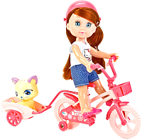 

Кукла с аксессуарами Карапуз, Hello Kitty. Машенька на велосипеде с питомцем / MARY63003-HK