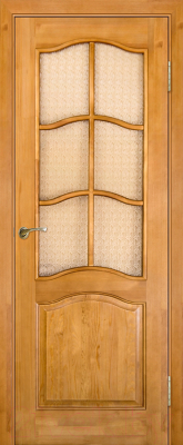 Дверь межкомнатная ПМЦ № 7 ДО с рамкой 80x200 (стекло сельвит бронза/светлый лак)