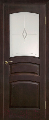 Дверь межкомнатная ПМЦ № 16 ДО со стеклом 80x200 (темный лак)