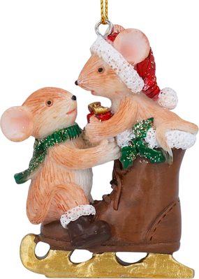 

Елочная игрушка, Nostalgia Мышки на коньке / 10452