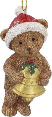 

Елочная игрушка, Nostalgia Плюшевый мишка в шляпе Санты с колокольчиком / 10122_1