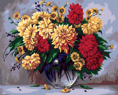 

Картина по номерам, Букет георгинов / PNB/PL-147