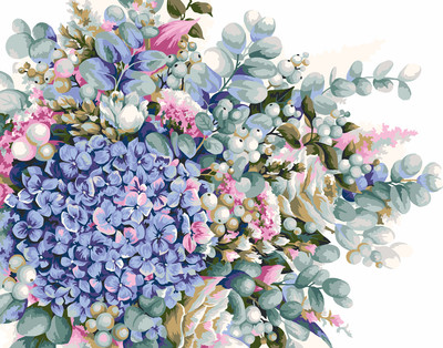 

Картина по номерам, Акварельный букет с гортензией / PNB/PM-074