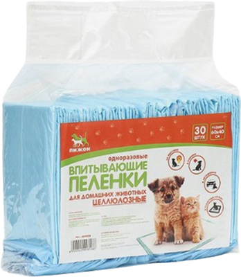 Одноразовая пеленка для животных Пижон Целлюлозные 60x40см / 4299818 (30шт) - 