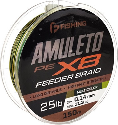 

Леска плетеная, Amuleto Braid PE X8 Feeder 150м Multicolor 0.14мм / FAMB150-014