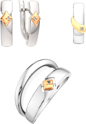 

Комплект ювелирных украшений из серебра, С золотом 03D0059.G14K, 04D0043.G14K, 02D0013.G14K
