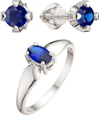 

Комплект ювелирных украшений из белого золота, С сапфирами 3P1026.14K.W.ZZ, 2P1004.14K.W