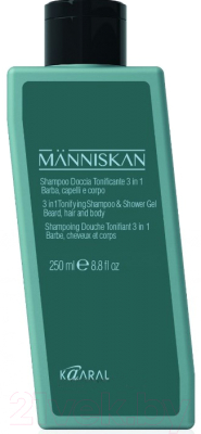 Шампунь для волос Kaaral Manniskan тонизирующий для волос бороды и тела 3 в 1 (250мл)