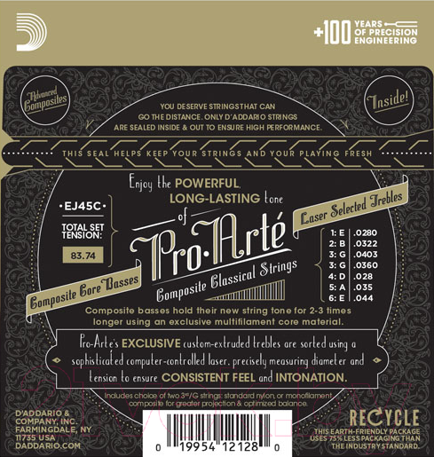 Струны для классической гитары D'Addario EJ-45C — фото 2