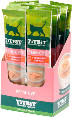 

Лакомство для кошек, Крем-суп для кошек с кусочками индейки / 14615