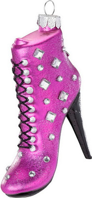 

Елочная игрушка, Figural Glass Ornament Сапог с блестками / 64583H120