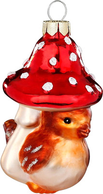 

Елочная игрушка, Magic Forest Снегирь с грибом / 64974H120