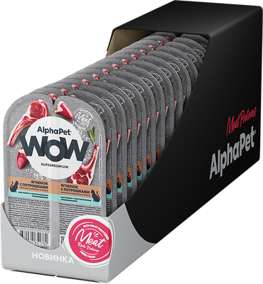 

Влажный корм для кошек, WOW с чувствительным пищеварением ягненок с потрошками / 210001