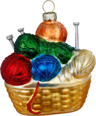 

Елочная игрушка, Figural Glass Ornaments Корзинка с нитками / 65054H120