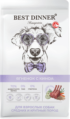 

Сухой корм для собак, Monoprotein Adult Medium&Maxi Lamb&Quinoa