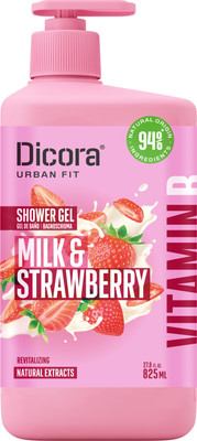 Гель для душа Dicora Urban Fit Питательный Витамин В, Молоко и Клубника (825мл) - 