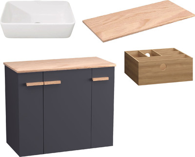 

Комплект мебели для ванной, Adri тумба, столешница, раковина 21674A