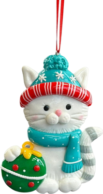 

Елочная игрушка, Christmas 2025 Кот в новогоднем колпаке / ZCI25185