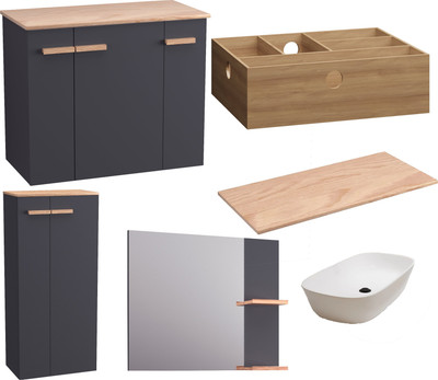 

Комплект мебели для ванной, Adri тумба, столешница, раковина 21393-70