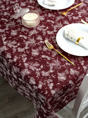 

Скатерть, Красные морозные ветки 02ШС8-14-КВ рис.2634/010101