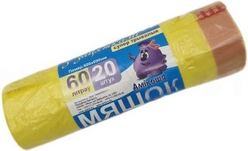 

Пакеты для мусора, З зацяжками Амiкоша