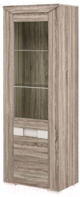 Шкаф с витриной Мебель-Неман Кристалл МН-131-11 (дуб сонома/трюфель)