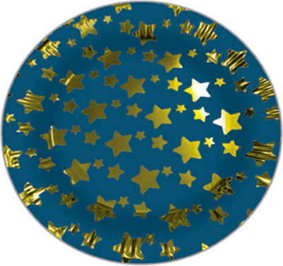 

Набор одноразовых тарелок, Звезды Золото Синий 2