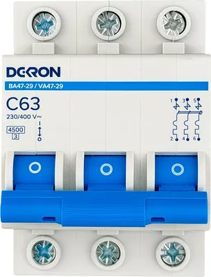 

Выключатель автоматический, ВА47-29 3P С10A 4.5кА / mcb29-3-C10-dek