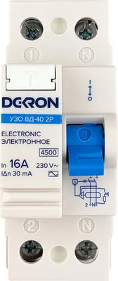 

Устройство защитного отключения, ВД-40 2P 16А/30мА тип АС 4.5кА / rcd40-2-16-30AC-dek
