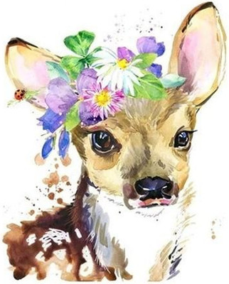 

Набор алмазной вышивки, Олененок с цветами / ОО115563