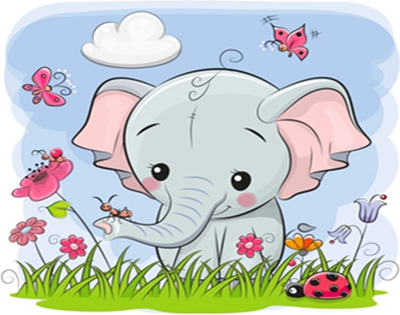 

Набор алмазной вышивки, Слоненок с насекомыми / ОО116489