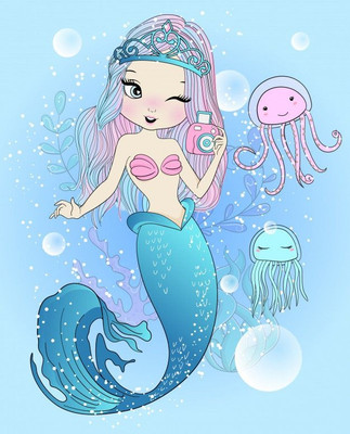 

Набор алмазной вышивки, Русалочка с медузами / ОО116850