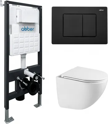 

Унитаз подвесной с инсталляцией, Bequem AC1131TC-AC0105-AC0120MB