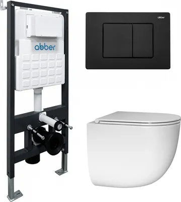 

Унитаз подвесной с инсталляцией, Bequem AC1132TC-AC0105-AC0120MB