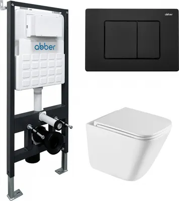 

Унитаз подвесной с инсталляцией, Rechteck AC1219TC-AC0105-AC0120MB