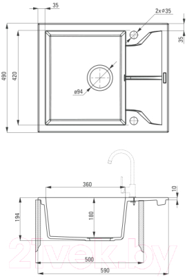 Мойка кухонная Deante Andante ZQN A11A