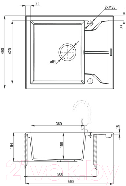 Мойка кухонная Deante Andante ZQN S11A