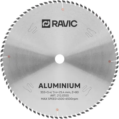 

Пильный диск, по алюминию отрицательный угол 355x3.4/2.8x25.4мм Z=80