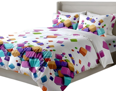 

Комплект постельного белья, 5D № SHZY-704 Яркие грани 1.5сп