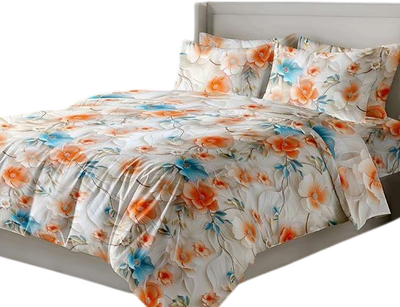 

Комплект постельного белья, 5D № Р 08071 Цветочная акварель 2сп с европростыней