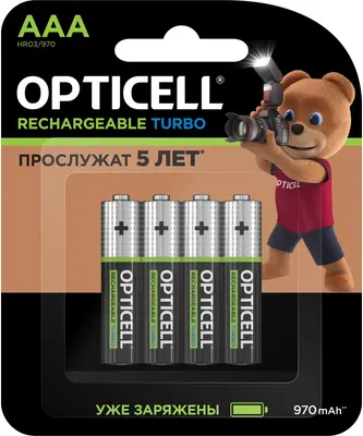 Комплект аккумуляторов Opticell Turbo AAA NiMH 970mAh / 6080004 (4шт) - 