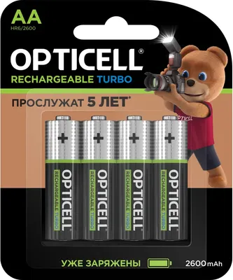 Комплект аккумуляторов Opticell Turbo AA NiMH 2600mAh / 6080002 (4шт) - 