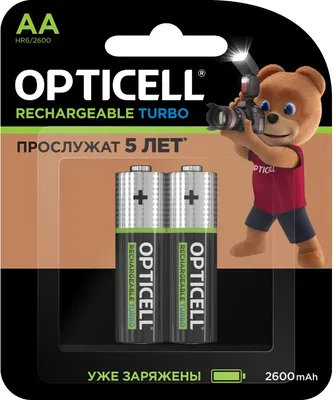 Комплект аккумуляторов Opticell Turbo AA NiMH 2600mAh / 6080001 (2шт) - 