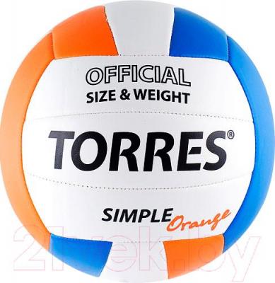 Мяч волейбольный Torres Simple Orange V30125 (White-Light Blue-Orange) - общий вид