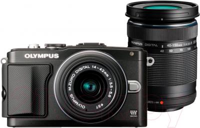 Беззеркальный фотоаппарат Olympus E-PL5 Double Kit 14-42mm II R + 40-150mm R  (Black) - общий вид