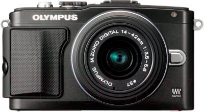 Беззеркальный фотоаппарат Olympus E-PL5 Double Kit 14-42mm II R + 40-150mm R  (Black) - вид спереди