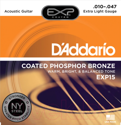 Струны для акустической гитары D'Addario EXP-15