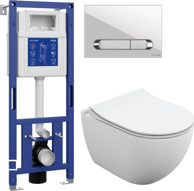 

Унитаз подвесной с инсталляцией, Brasko Slim 64824 + Aqua M 40 68177 с кнопкой Estetica 64111